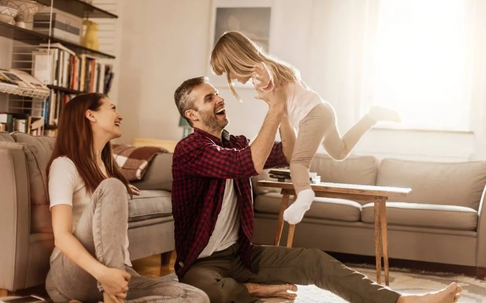 Family together at home